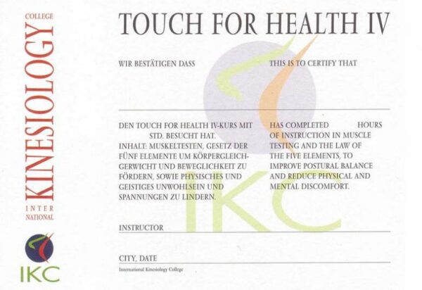 Touch for Health IV-Zertifikat (IKC)
